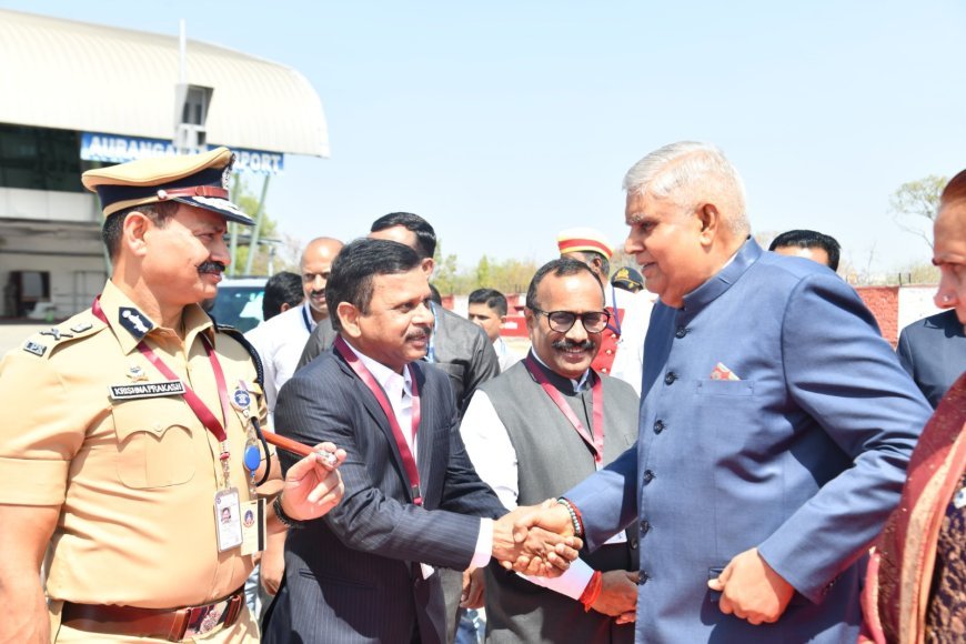 Arrival and welcome of Vice President Jagdeep Dhankhad chhatrapati Sambhajinagar