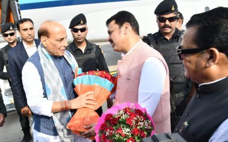 केंद्रीय संरक्षण मंत्री राजनाथ सिंह यांचे आगमन व स्वागत