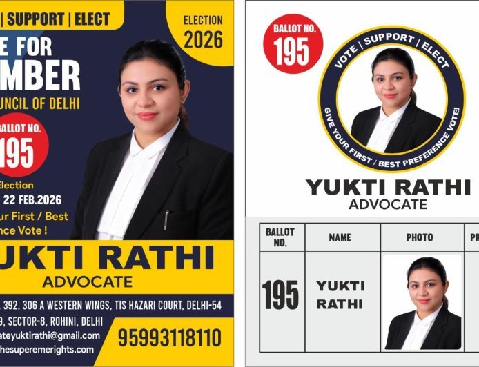 अधिवक्ताओं की पहली पसंद बनीं अधिवक्ता युक्ति राठी बार काउंसिल ऑफ दिल्ली चुनाव 2026