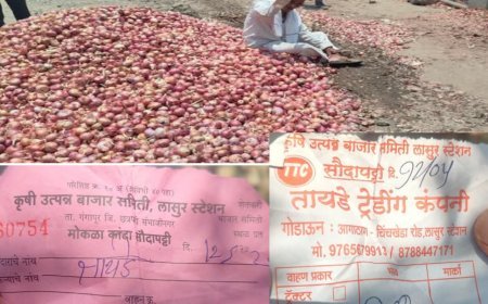 लासूर स्टेशन कांदा मार्केट में किसानों का हंगामा, कम भाव मिलने पर गेट पर फेंका प्याज