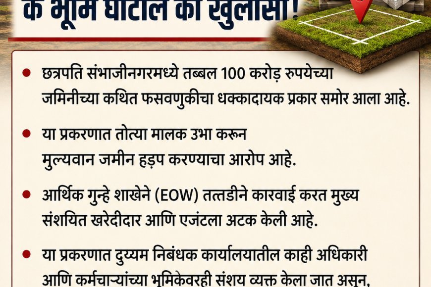 छत्रपति संभाजीनगर में 100 करोड़ रुपये के भूमि घोटाले का खुलासा, EOW की जांच में नए खुलासे