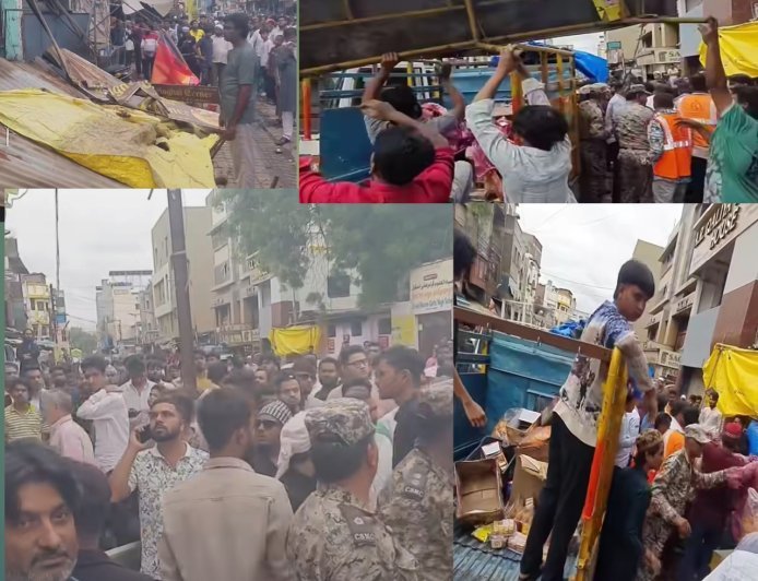 बुड्डी लाइन में अतिक्रमण पर चला बुलडोजर, महापालिका ने हटाए हाथगाड़े और शेड