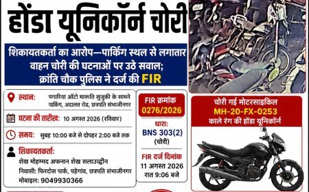 पगारिया ऑटो की पार्किंग से ₹40 हजार की होंडा यूनिकॉर्न चोरी