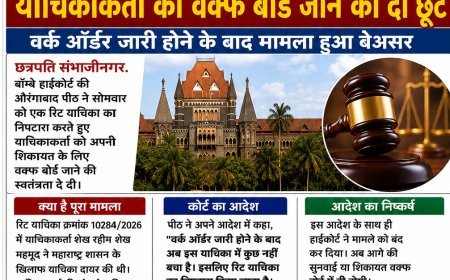 तारीख: 17 अगस्त 2026, सोमवार  हाईकोर्ट ने याचिका निपटाई, याचिकाकर्ता को वक्फ बोर्ड जाने की दी छूट वर्क ऑर्डर जारी होने के बाद मामला हुआ बेअसर