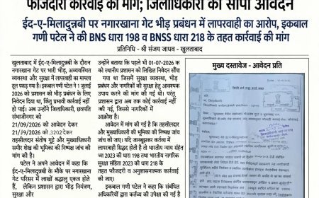 खुलताबाद तहसीलदार व नगर परिषद मुख्याधिकारी पर फौजदारी कार्रवाई की मांग; जिलाधिकारी को सौंपा आवेदन