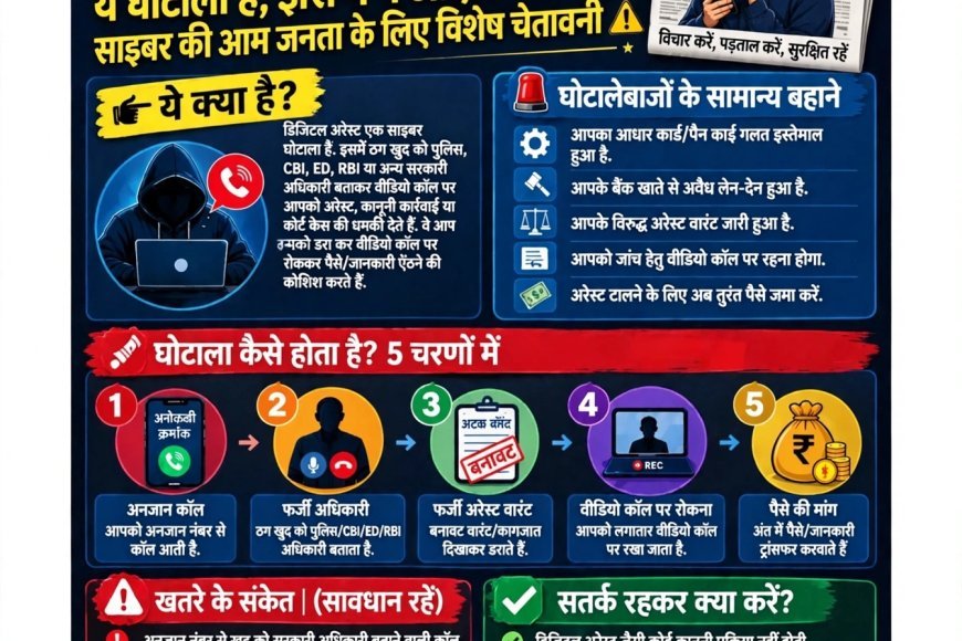 डिजिटल अरेस्ट घोटाला - असली पुलिस, CBI, ED, RBI कभी वीडियो कॉल पर अरेस्ट नहीं करते!