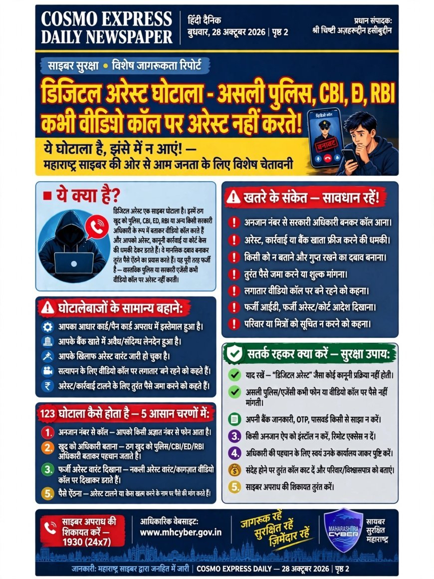 Digital Arrest Scam - Real Police, CBI, ED, RBI never arrest on video call!